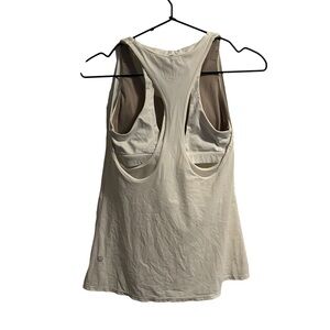 Lululemon Racerback Tank Top White Mesh Layered Built In Bra size 4